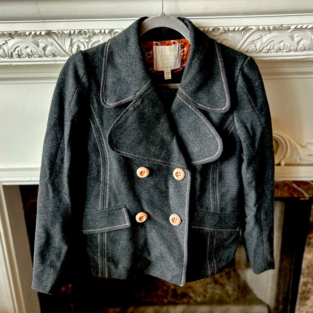 Ettitwa -Anthropologie double breasted gray pea coat